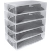image:imageGreenco Clear Foldable Shoe Storage Boxes 5 Pack  Stackable Heavy Duty Plastic Boot Storage Box Perfect for Apartments Small Spaces and College Dorm Rooms Shoe Box and Boot OrganizerPack of 5