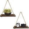 image:imageGreenco Decorative Rustic Jute Rope Wall Hanging Floating Shelves Distressed Wood 3 TierSingle