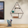 image:imageGreenco Geometric Diamond Gem Shaped Mounted Floating Shelves Home Decor Metal Wire and Rustic Wood Wall Storage Shelves for Bedroom Living Room Bathroom Kitchen Office