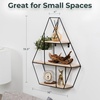 image:imageGreenco Geometric Diamond Gem Shaped Mounted Floating Shelves Home Decor Metal Wire and Rustic Wood Wall Storage Shelves for Bedroom Living Room Bathroom Kitchen Office