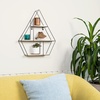 image:imageGreenco Geometric Diamond Gem Shaped Mounted Floating Shelves Home Decor Metal Wire and Rustic Wood Wall Storage Shelves for Bedroom Living Room Bathroom Kitchen Office