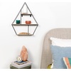 image:imageGreenco Geometric Diamond Gem Shaped Mounted Floating Shelves Home Decor Metal Wire and Rustic Wood Wall Storage Shelves for Bedroom Living Room Bathroom Kitchen Office