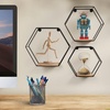 image:imageGreenco Geometric Hexagon Shaped Floating Shelves Honeycomb Shelves Home Decor Metal Wire and Rustic Wood Wall Storage Shelves for Bedroom Living Room Bathroom Kitchen and Office  Set of 3