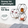image:imageGreenco Geometric Hexagon Shaped Floating Shelves Honeycomb Shelves Home Decor Metal Wire and Rustic Wood Wall Storage Shelves for Bedroom Living Room Bathroom Kitchen and Office  Set of 3