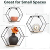 image:imageGreenco Geometric Hexagon Shaped Floating Shelves Honeycomb Shelves Home Decor Metal Wire and Rustic Wood Wall Storage Shelves for Bedroom Living Room Bathroom Kitchen and Office  Set of 3
