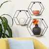 image:imageGreenco Geometric Hexagon Shaped Floating Shelves Honeycomb Shelves Home Decor Metal Wire and Rustic Wood Wall Storage Shelves for Bedroom Living Room Bathroom Kitchen and Office  Set of 3