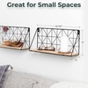 image:imageGreenco Geometric Mounted Floating Home Decor Metal Wire and Rustic Wood Wall Storage Shelves for Bedroom Living Room Bathroom Kitchen Office and More  Set of 2set of 2