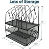 image:imageGreenco Mesh 3 Tier Document Letter Tray Desk Organizer Black2Tier  Sorter