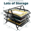 image:imageGreenco Mesh 3 Tier Document Letter Tray Desk Organizer Black3Tier