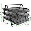 image:imageGreenco Mesh 3 Tier Document Letter Tray Desk Organizer Black3Tier Standard