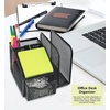 image:imageGreenco Mesh Office Supplies Desk Organizer with Note Pad Holder  Small Desk Organizer Black