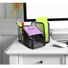 image:imageGreenco Mesh Office Supplies Desk Organizer with Note Pad Holder  Small Desk Organizer Black