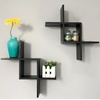 image:imageGreenco Set of 2 Criss Cross Intersecting Wall Mounted Floating Shelves Natural FinishEspresso