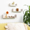 image:imageGreenco Set of 3 Floating U Shelves EasytoAssemble Floating Wall Mount Shelves for Bedrooms and Living Rooms Espresso FinishRustic