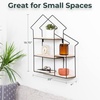 image:imageGreenco Shelf Natural Geometric House Shaped 3 Tier Mounted Floating Shelves Home Decor Metal Wire and Rustic Wood Wall Storage Shelves for Bedroom Living Room Bathroom Kitchen and Office