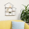 image:imageGreenco Shelf Natural Geometric House Shaped 3 Tier Mounted Floating Shelves Home Decor Metal Wire and Rustic Wood Wall Storage Shelves for Bedroom Living Room Bathroom Kitchen and Office