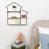 image:imageGreenco Shelf Natural Geometric House Shaped 3 Tier Mounted Floating Shelves Home Decor Metal Wire and Rustic Wood Wall Storage Shelves for Bedroom Living Room Bathroom Kitchen and Office