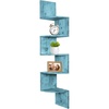 image:imageGreenco Corner Shelf 5 Tier Floating Shelves for Wall EasytoAssemble Wall Mount Corner Shelves for Bedrooms and Living Rooms Rustic Walnut FinishRustic Blue