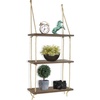 image:imageGreenco Decorative Rustic Jute Rope Wall Hanging Floating Shelves Distressed Wood 3 Tier3Tier