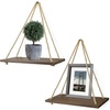 image:imageGreenco Decorative Rustic Jute Rope Wall Hanging Floating Shelves Distressed Wood 3 TierSingle