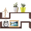 image:imageGreenco Floating Wall Shelves White Finish 2pcs  WallMounted Shelves Storage HangingFloating Shelf Bookshelf Book Organizer  Bedroom Toilet Restroom Farmhouse Bathroom DecorWalnut