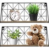 image:imageGreenco Geometric Mounted Floating Home Decor Metal Wire and Rustic Wood Wall Storage Shelves for Bedroom Living Room Bathroom Kitchen Office and More  Set of 2set of 2