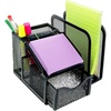 image:imageGreenco Mesh Office Supplies Desk Organizer with Note Pad Holder  Small Desk Organizer Black