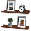 image:imageGreenco Picture Shelf Set of 2 Wall Mounted Photo Ledge Floating Shelves for Bedroom Living Room Kitchen Bathroom Nursery Display Walnut FinishWalnut