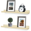 image:imagePicture Shelf Greenco Set of 2 Wall Mounted Photo Ledge Floating Shelves for Bedroom Living Room Kitchen Bathroom Nursery Display Natural FinishNatural