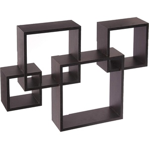 image:imageGreenco 4 Cube Intersecting EasytoAssemble Floating Wall Mount Shelves for Bedrooms and Living Rooms  Walls Shelving for Living Room  Wall Mounted Shelves  Espresso FinishEspresso