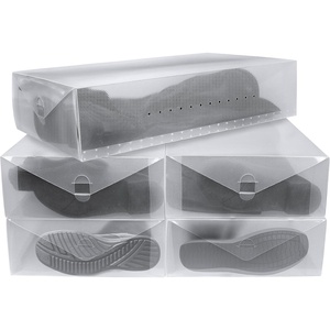 image:imageGreenco Clear Foldable Shoe Storage Boxes 5 Pack  Stackable Heavy Duty Plastic Boot Storage Box Perfect for Apartments Small Spaces and College Dorm Rooms Shoe Box and Boot OrganizerPack of 5