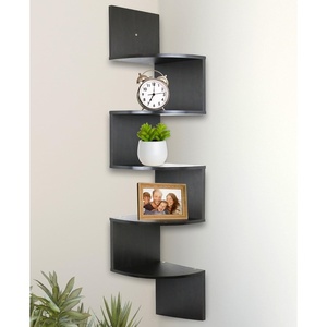 image:imageGreenco Corner Shelf 5 Tier Floating Shelves for Wall EasytoAssemble Wall Mount Corner Shelves for Bedrooms and Living Rooms Rustic Walnut FinishEspresso