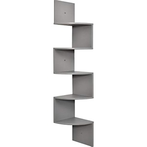 image:imageGreenco Corner Shelf 5 Tier Floating Shelves for Wall EasytoAssemble Wall Mount Corner Shelves for Bedrooms and Living Rooms Rustic Walnut FinishGrey
