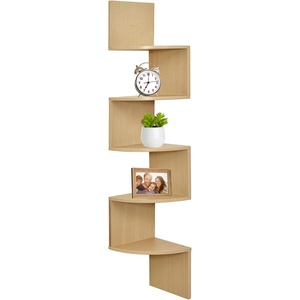 image:imageGreenco Corner Shelf 5 Tier Floating Shelves for Wall EasytoAssemble Wall Mount Corner Shelves for Bedrooms and Living Rooms Rustic Walnut FinishNatural