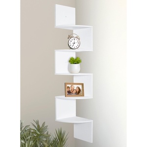 image:imageGreenco Corner Shelf 5 Tier Floating Shelves for Wall EasytoAssemble Wall Mount Corner Shelves for Bedrooms and Living Rooms Rustic Walnut FinishWhite