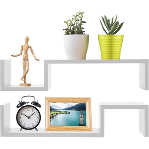 image:imageGreenco Floating Wall Shelves White Finish 2pcs  WallMounted Shelves Storage HangingFloating Shelf Bookshelf Book Organizer  Bedroom Toilet Restroom Farmhouse Bathroom DecorWhite