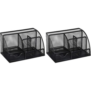 image:imageGreenco Mesh Desk Organizer Office amp Dorm Room Supplies Caddy 6 Compartments Small Black Desk Organizer for Pen Pencil Small Office Supplies and Stationary Accessories Storage OrganizationNew Pack of 2