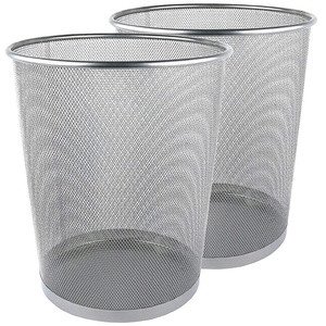 image:imageGreenco Mesh Round 6 Gallon Trash Cans Silver 2 Pack Lightweight amp Sturdy Office Trash Cans for Near Desk