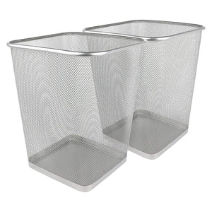 image:imageGreenco Mesh Square Wastebasket 6 Gallon 2pk Silver  Lightweight Garbage Trash Cans for Bedroom Kitchen Dorm  Trash Can for Office amp Home