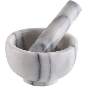 image:imageGreenco Mortar and Pestle Set White Marble Stone Mortar and Pestle Grinding Bowl Small 45 Inches Kitchen Essential for Spices Guacamole and MoreMedium