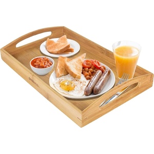 image:imageGreenco Rectangle Bamboo Butler Serving Tray with Handles  Bed Trays for Eating  Bed Tray  Breakfast TrayPak of 1
