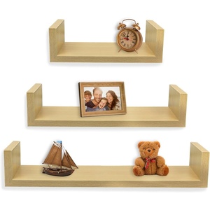 image:imageGreenco Set of 3 Floating U Shelves EasytoAssemble Floating Wall Mount Shelves for Bedrooms and Living Rooms Espresso FinishNatural