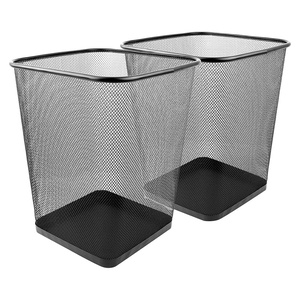 image:imageGreenco Small Trash Cans for Home or Office 2pk 6 Gallon Black Mesh Square HomeOffice Trash Can Lightweight Sturdy for Under Desk Kitchen Bedroom Den or Recycling Can 6 Gallon Square Trash
