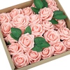image:imageGreenco Set of 25 Artificial Roses in Stem Realistic Looking Faux Flowers in Gift Box for Weddings Parties Floral Arrangements Centerpieces and Gifts  Red GRC3207Pink
