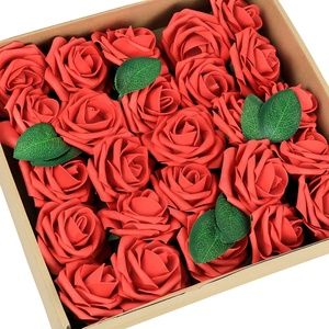image:imageGreenco Set of 25 Artificial Roses in Stem Realistic Looking Faux Flowers in Gift Box for Weddings Parties Floral Arrangements Centerpieces and Gifts  Red GRC3207Red